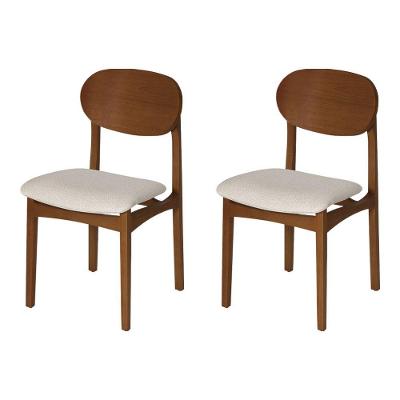 Conjunto 2 Cadeiras Para Jantar Samba Encosto Anatômico Jequitibá Nozes Linho Bege