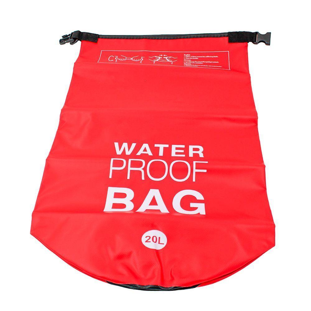 Bolsa Mochila Impermeavel Saco Estanque 20 Litros Camping Bag Vermelho - 1