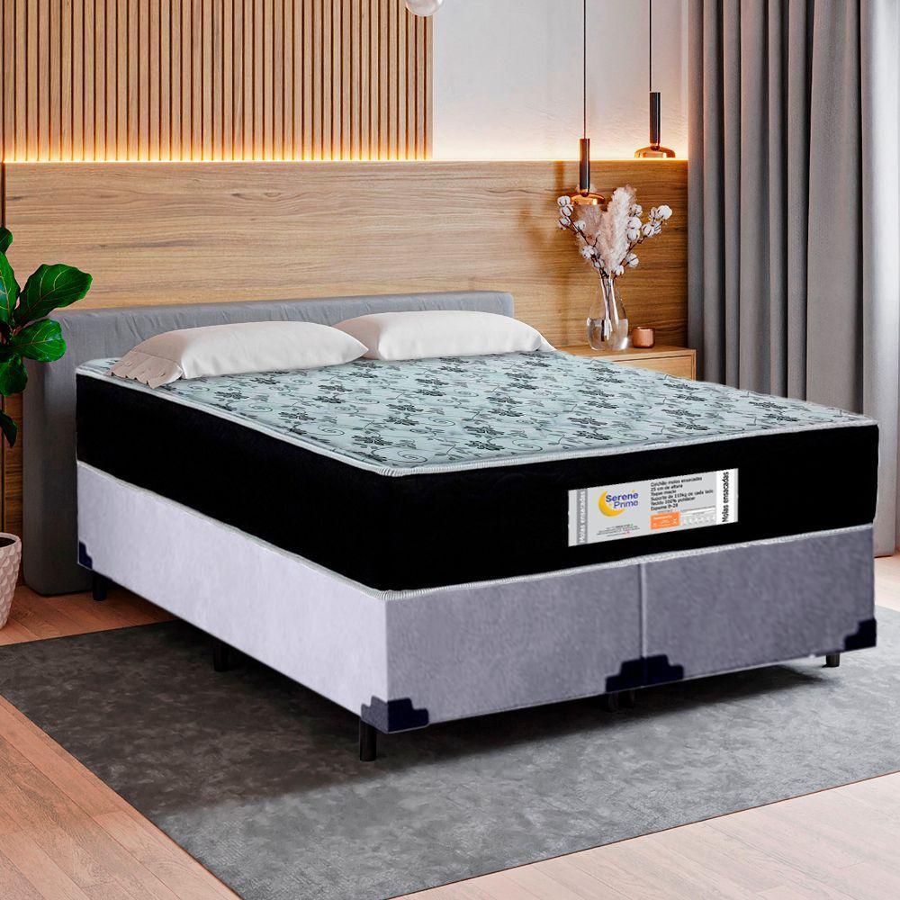 Cama Box Queen Bipartido Suede + Colchão Molas Ensacadas Sereneprime Sonnolux 158x198x65 Cinza - 2
