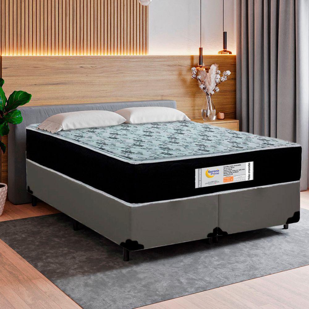 Cama Box Queen Bipartido Sintético + Colchão Molas Ensacadas Sereneprime Sonnolux 158x198x65 Cinza - 5