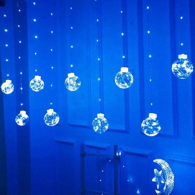 Cortina Led Com 10 Lampadas Bolas Incandescentes Fio De Fada Azul