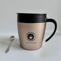 Caneca Termica Aço Inox 350 Ml Com Tampa E Colher Dourado - 1