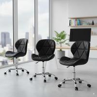 Conjunto 3 Cadeiras Office Eiffel Slim Giratória Ajustável Preta - 3