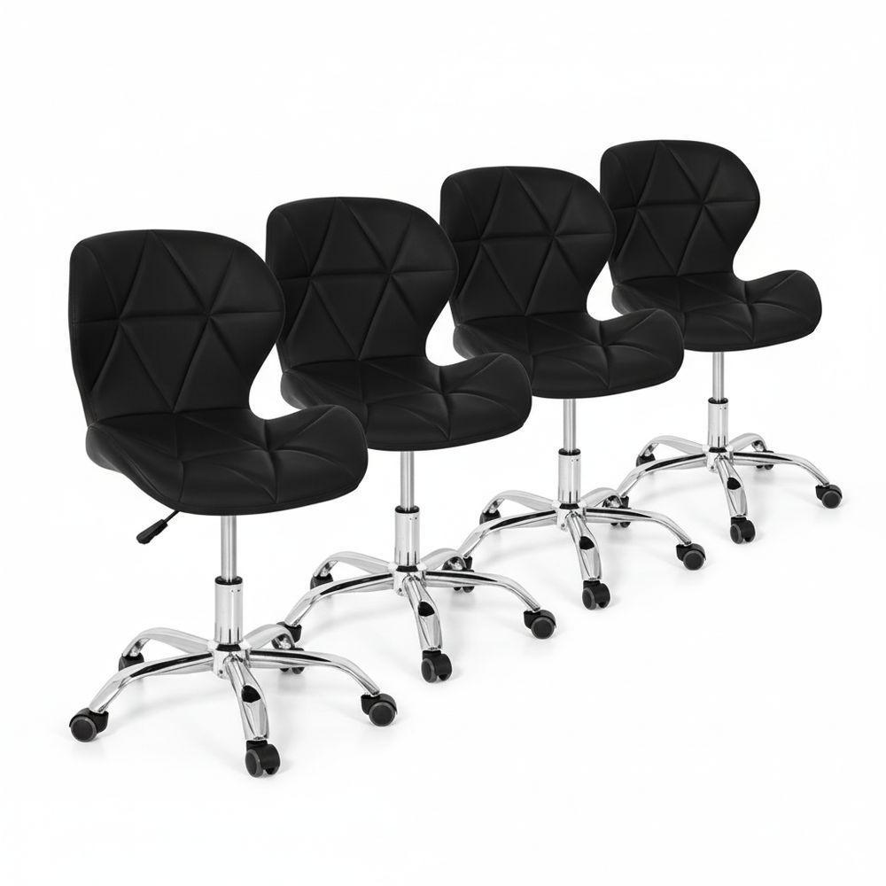 Conjunto 4 Cadeiras Office Eiffel Slim Giratória Ajustável Preta - 1