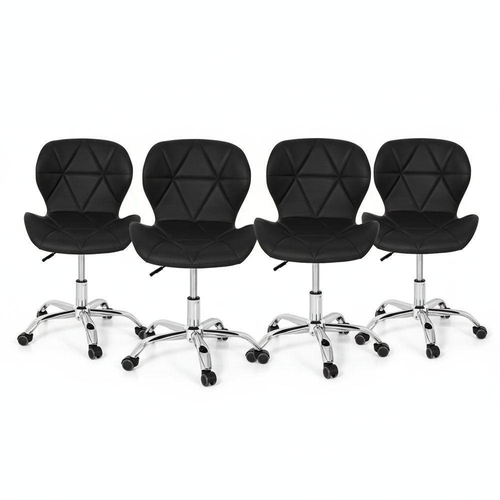 Conjunto 4 Cadeiras Office Eiffel Slim Giratória Ajustável Preta - 2