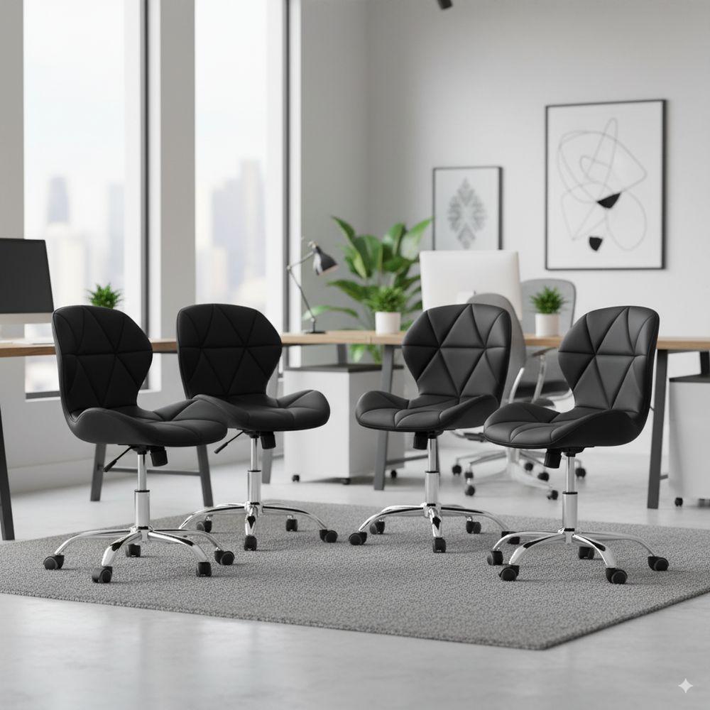 Conjunto 4 Cadeiras Office Eiffel Slim Giratória Ajustável Preta - 3