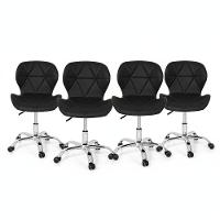 Conjunto 4 Cadeiras Office Eiffel Slim Giratória Ajustável Preta - 2