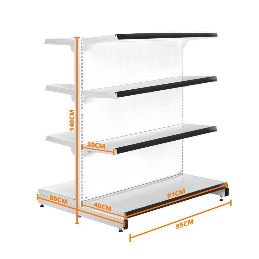 Gôndola Prateleira 4 Níveis 40x30 New Plus 1,40 Central Inicial Pe Preto - Sa Gôndolas - 2