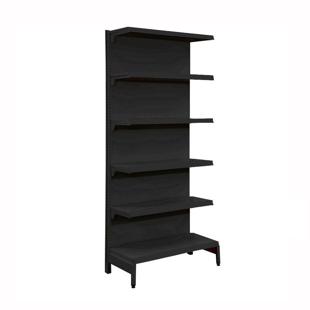 Gôndola Prateleira Preta 5 Níveis 40x30 New Plus 1,70 Parede Inicial Pe Preto - Sa Gôndolas - 1