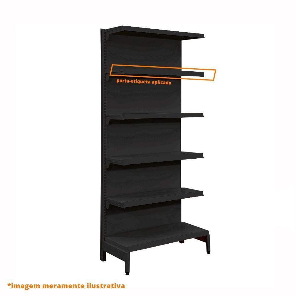 Gôndola Prateleira Preta 5 Níveis 40x30 New Plus 1,70 Parede Inicial Pe Preto - Sa Gôndolas - 2