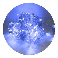 Cordão Com 100 Lampadas De Led Formato Pequena Gota 10 Metros Fio Crystal Azul - 1
