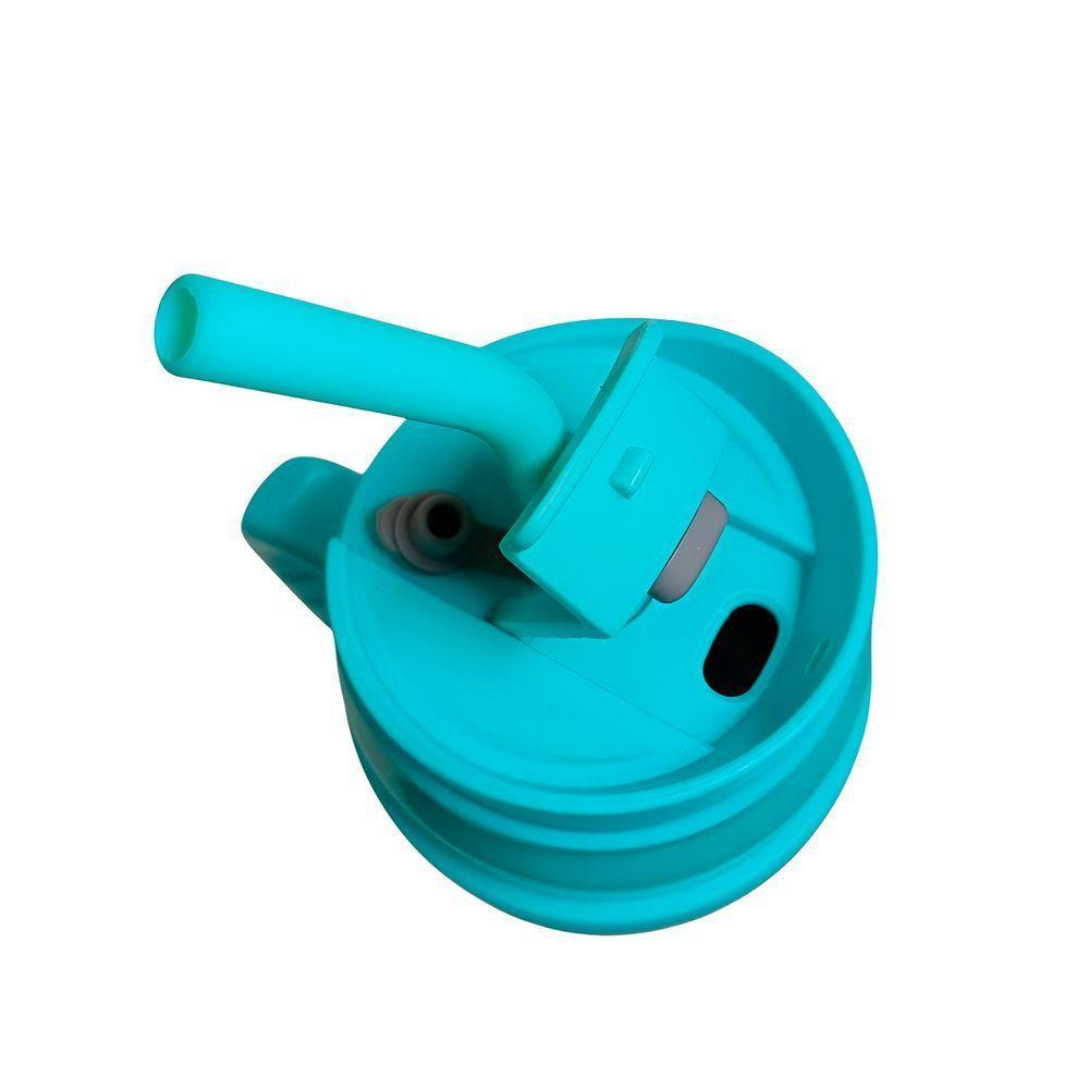 Copo Térmico Inox Com Alça Canudo Esmaltado Glitter Bege Com Amarelo - 3