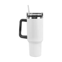 Copo Térmico Aço Inox 1200ml Caneca Com Alça Canudo água Gelada Quente Branco - 1