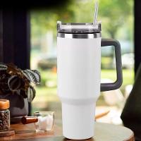 Copo Térmico Aço Inox 1200ml Caneca Com Alça Canudo água Gelada Quente Branco - 2