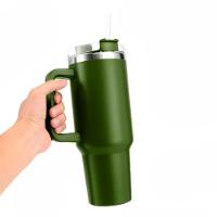Copo Térmico Aço Inox 1200ml Caneca Com Alça Canudo água Gelada Quente Verde - 2