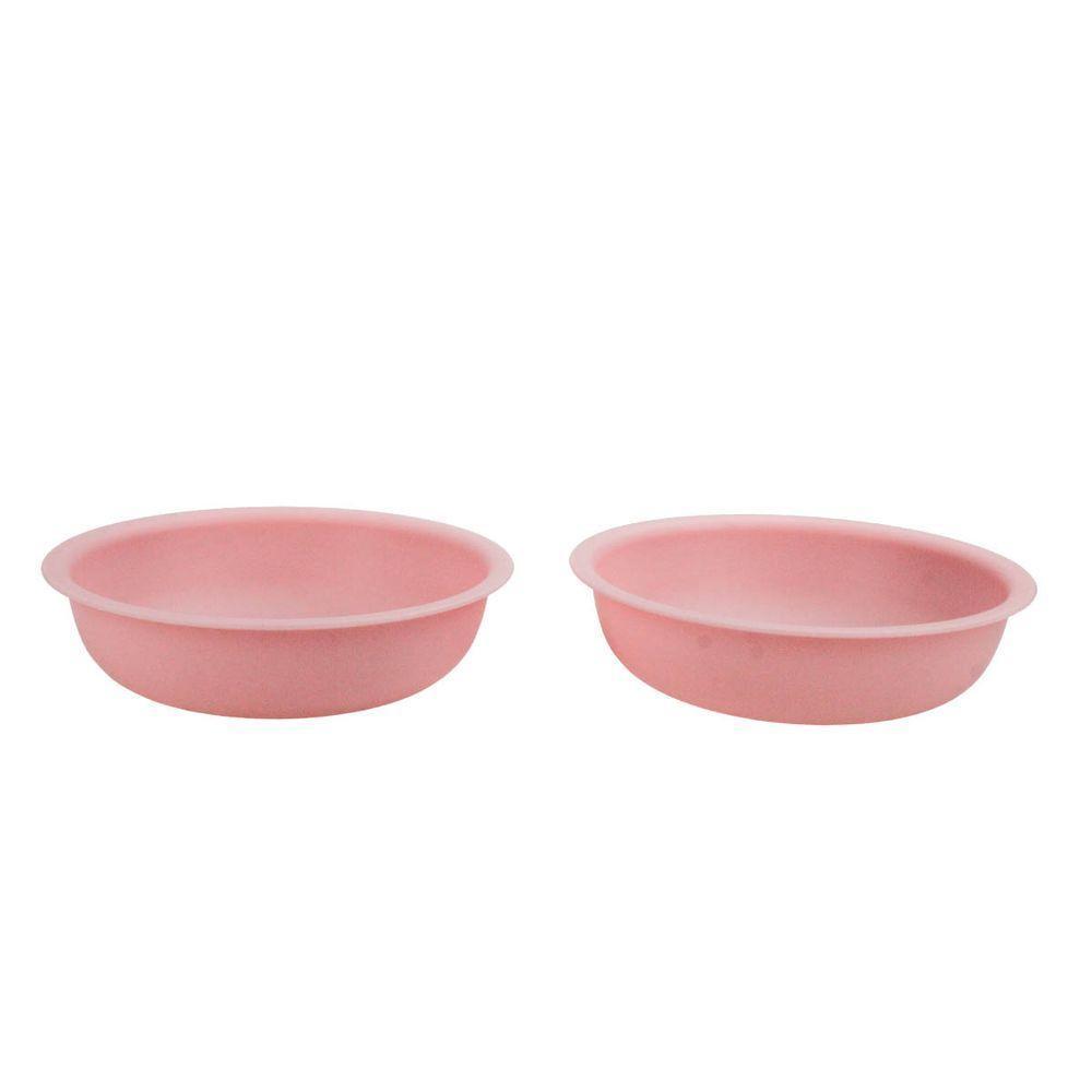 Comedor Pote Para Ração Agua Tigela Duplo Cachorro Gato Silicone Rosa - 3