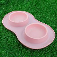 Comedor Pote Para Ração Agua Tigela Duplo Cachorro Gato Silicone Rosa - 4