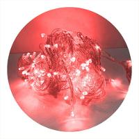 Cordão Com 100 Lampadas De Led Formato Pequena Gota 10 Metros Fio Crystal Vermelho - 1
