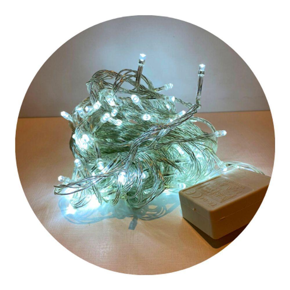 Cordão Com 100 Lampadas De Led Formato Pequena Gota 10 Metros Fio Crystal Banco Frio - 1