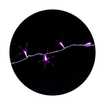 Cordão Com 50 Lampadas De Led Formato Pequena Gota 5 Metros Fio Crystal Cores Roxo