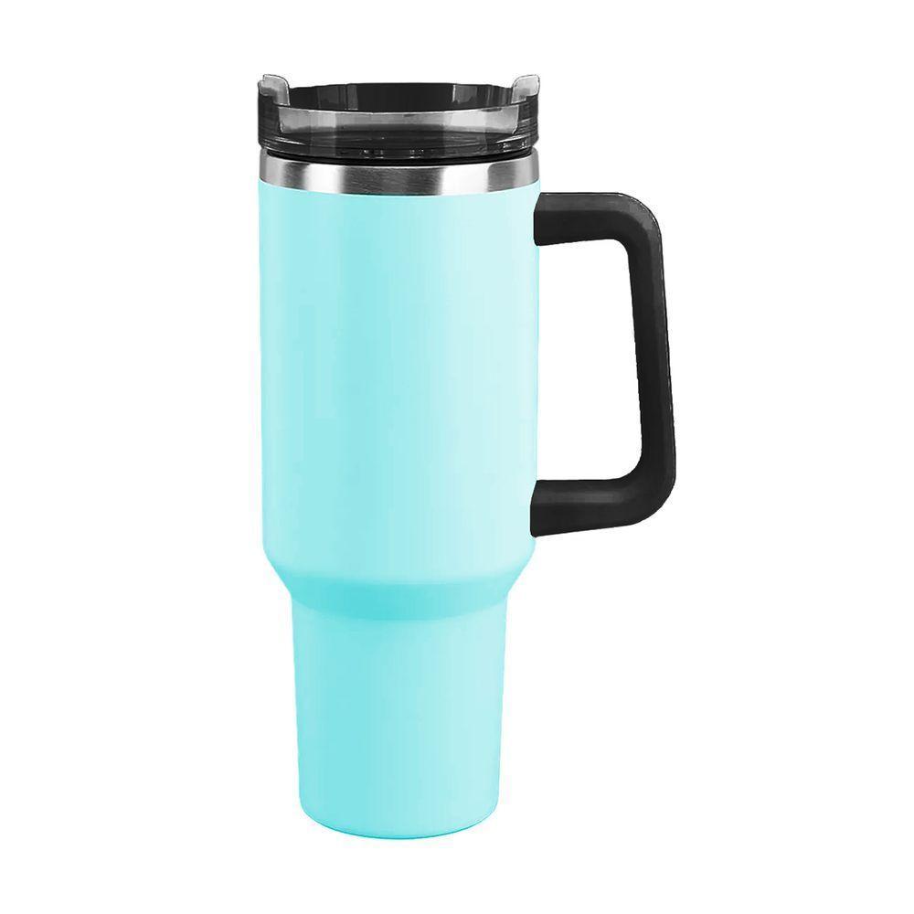 Copo Térmico Aço Inox 1200ml Caneca Com Alça Canudo água Gelada Quente Azul - 1