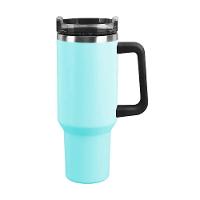 Copo Térmico Aço Inox 1200ml Caneca Com Alça Canudo água Gelada Quente Azul - 1
