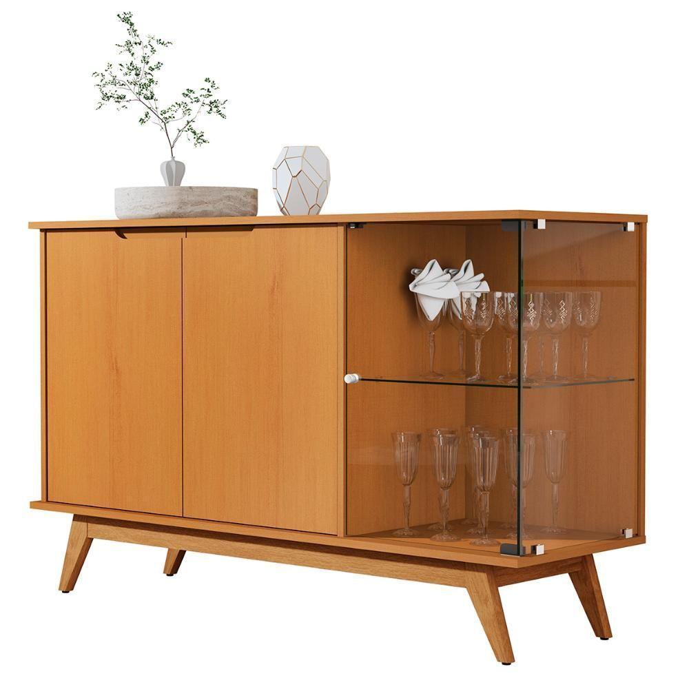 Aparador Buffet Tucumã Com 3 Portas Pés De Madeira Maciça Nature - 1