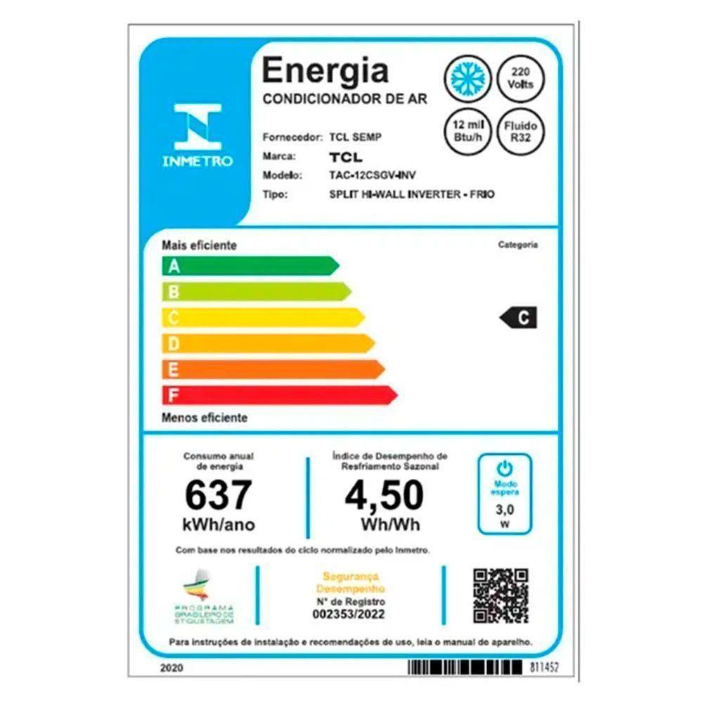 Ar Condicionado TCL Split Hi Wall Elite Inverter 12.000 BTUs Frio TAC-12CSGV-INV 220V - 5
