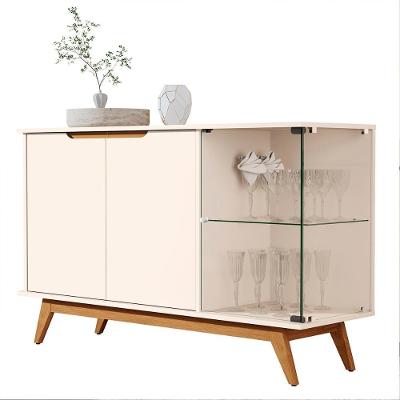 Aparador Buffet Tucumã Com 3 Portas Pés De Madeira Maciça Off White