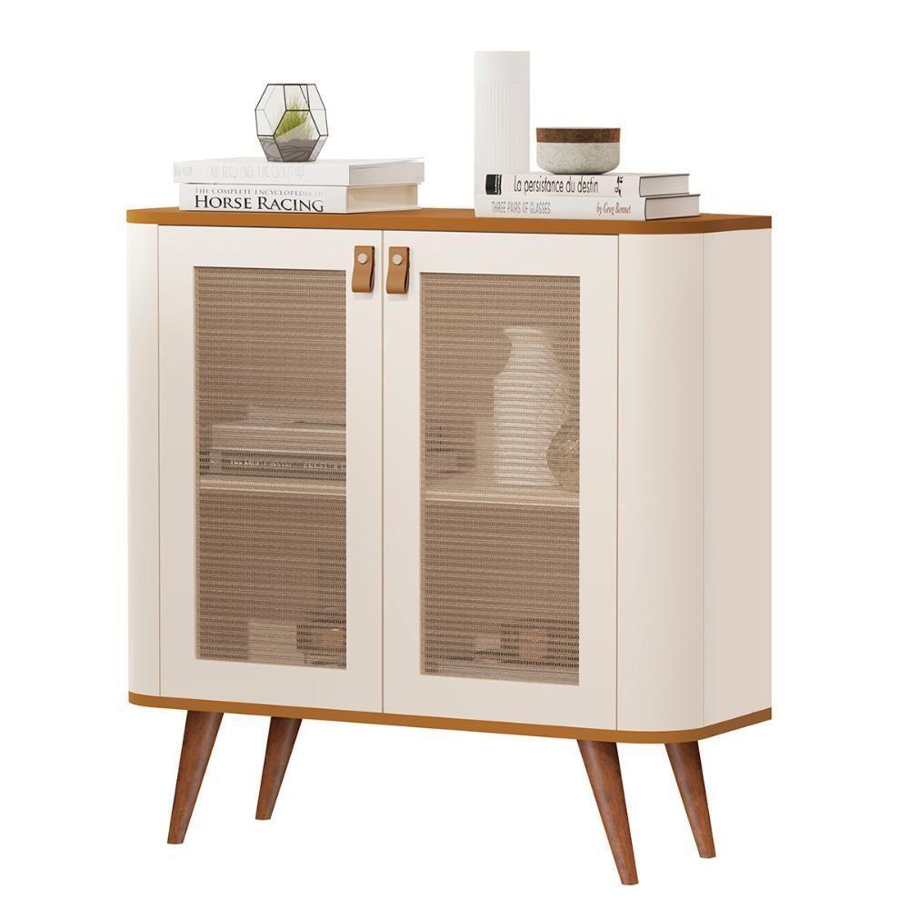 Aparador Buffet Jutai New Com 2 Portas Pés De Madeira Maciça Off White Nature - 1