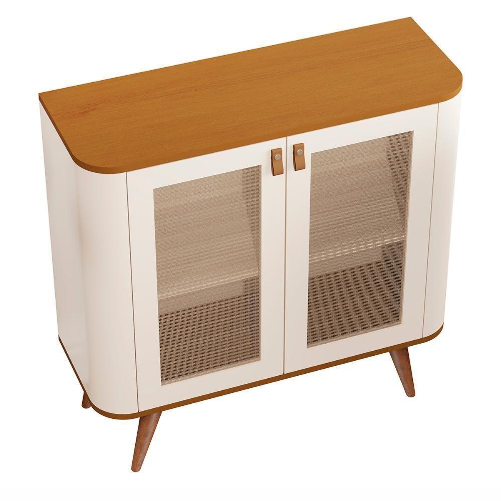 Aparador Buffet Jutai New Com 2 Portas Pés De Madeira Maciça Off White Nature - 3