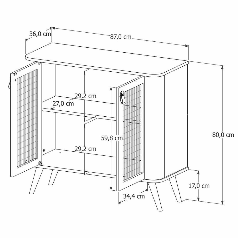 Aparador Buffet Jutai New Com 2 Portas Pés De Madeira Maciça Off White Nature - 4