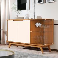 Aparador Buffet Tucumã Com 3 Portas Pés De Madeira Maciça Nature Off White - 2