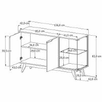 Aparador Buffet Tucumã Com 3 Portas Pés De Madeira Maciça Nature Off White - 3