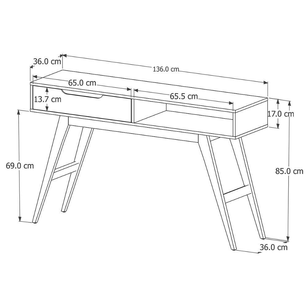 Aparador Tucumã Com 1 Gaveta E Pés De Madeira Maciça Nature Off White - 3