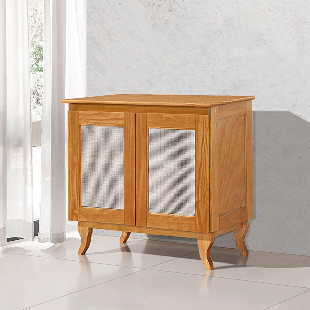 Aparador Multiuso Bar Em Madeira 2 Portas Em Tela Sextavada - Imbuia - 1