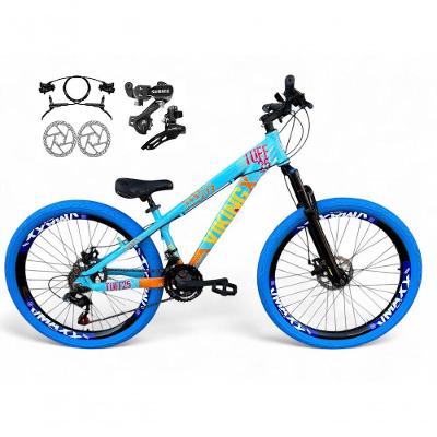 Bicicleta Aro 26 Vikingx Tuff X25 Freeride Câmbios Shimano 21v Freio A Disco Aros Vmaxx Pneu Flame - Azul-laranja