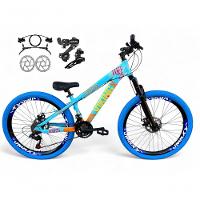 Bicicleta Aro 26 Vikingx Tuff X25 Freeride Câmbios Shimano 21v Freio A Disco Aros Vmaxx Pneu Flame - Azul-laranja - 1