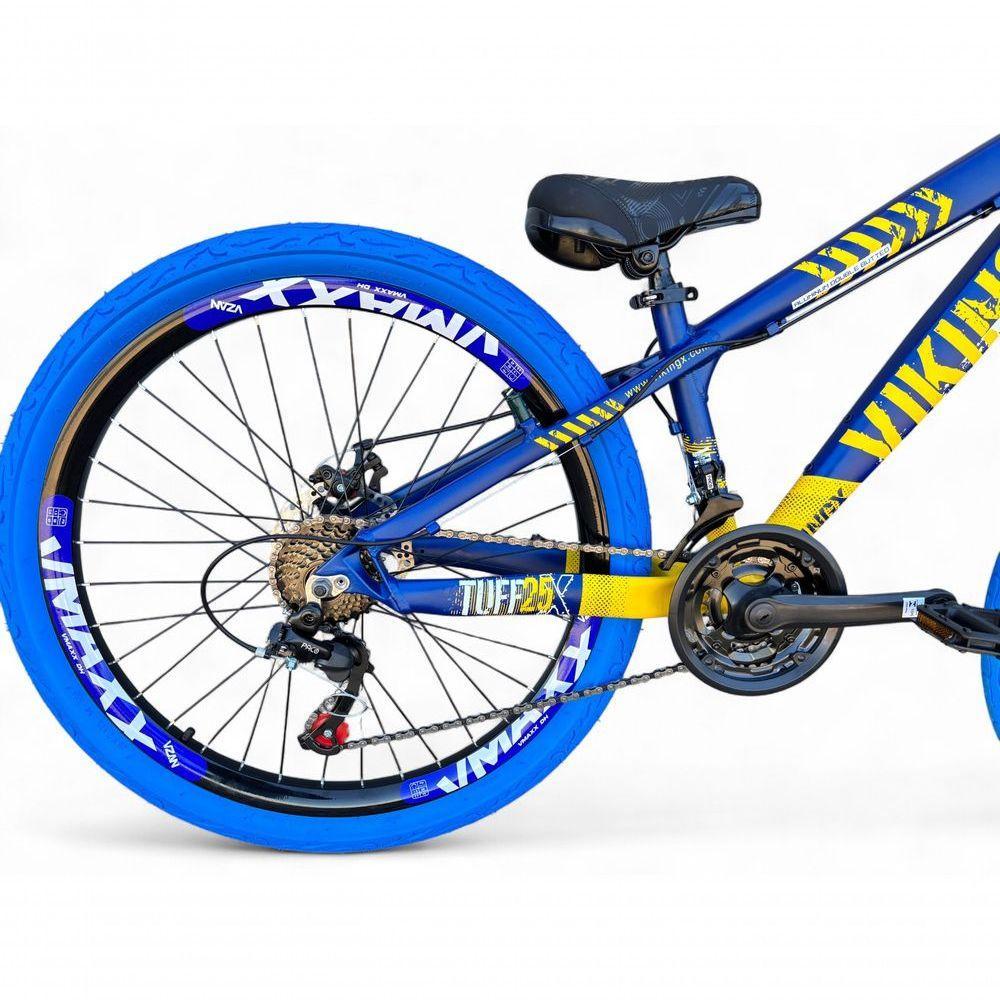 Bicicleta Aro 26 Vikingx Tuff X25 Freeride Câmbios Shimano 21v Freio A Disco Aros Vmaxx Pneu Flame - Azul/amarelo - 3