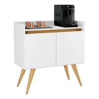 Aparador Buffet Sala Gold 2 Portas Com Pés De Madeira Maciça Branco Mel - 1