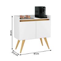 Aparador Buffet Sala Gold 2 Portas Com Pés De Madeira Maciça Branco Mel - 4