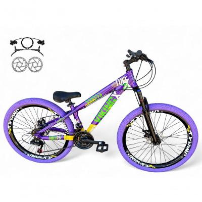 Bicicleta Aro 26 Vikingx Tuff X25 Freeride Freio Hidráulico 21v Aros Vmaxx Dh Pneu Flame - Roxo/amarelo/verde