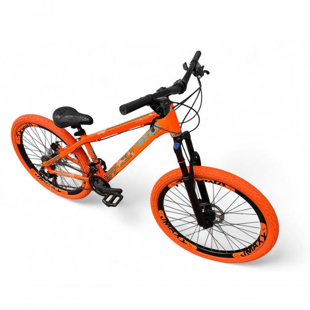 Bicicleta Aro 26 Vikingx Tuff X30 Freeride Câmbios Shimano 21v Freio A Disco Aros Vmaxx Pneu Flame - Laranja - 2