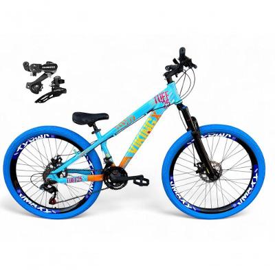 Bicicleta Aro 26 Vikingx Tuff X25 Freeride Câmbios Shimano 21v Freio A Disco Aros Vmaxx Pneu Flame - Azul-laranja