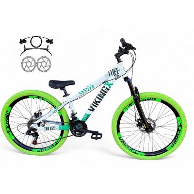 Bicicleta Aro 26 Vikingx Tuff X25 Freeride Freio Hidráulico 21v Aros Vmaxx Dh Pneu Flame - Branco-verde