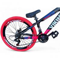 Bicicleta Aro 26 Vikingx Tuff X25 Freeride 21v Aros Vmaxx Dh Freio A Disco Pneu Flame - Preto-rosa - 3