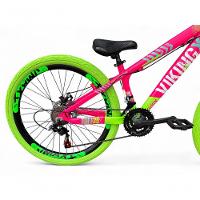 Bicicleta Aro 26 Vikingx Tuff X25 Freeride 21v Aros Vmaxx Dh Freio A Disco Pneu Flame - Rosa-verde - 4