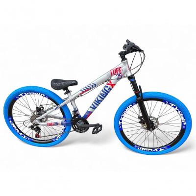 Bicicleta Aro 26 Vikingx Tuff X25 Freeride 21v Aros Vmaxx Dh Freio A Disco Pneu Flame - Preta-azul