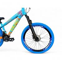 Bicicleta Aro 26 Vikingx Tuff X25 Freeride 21v Aros Vmaxx Dh Freio A Disco Pneu Flame - Azul-laranja - 3