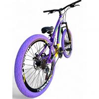 Bicicleta Aro 26 Vikingx Tuff X25 Freeride 21v Aros Vmaxx Dh Freio A Disco Pneu Flame - Roxo/amarelo/verde - 5
